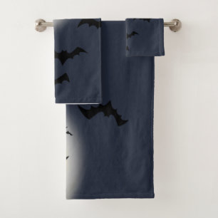 Halloween Vollmond mit Fledermäusen Badhandtuch Set