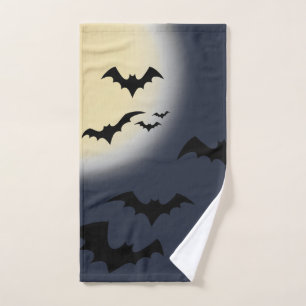Halloween Vollmond mit Fledermäusen Handtuch