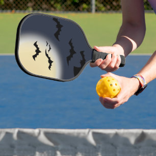 Halloween Vollmond mit Fledermäusen Pickleball Schläger