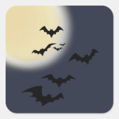 Halloween Vollmond mit Fledermäusen Quadratischer Aufkleber (Vorderseite)