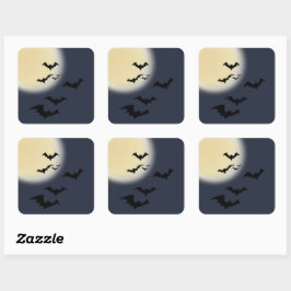 Halloween Vollmond mit Fledermäusen Quadratischer Aufkleber