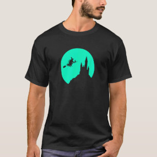 Halloween Vollmond Spuk Schloss FliegenHexe auf T-Shirt