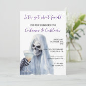 Halloween von Geisterschild, Gesichtskostüme und C Einladung (Stehend Vorderseite)