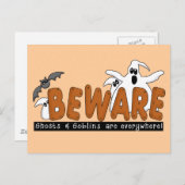 Halloween Vorsicht vor T - Shirt und Geschenken Postkarte (Vorne/Hinten)