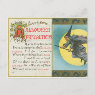 Halloween-Vorsichtsmaßnahmen Hexe Vintage Postkarte