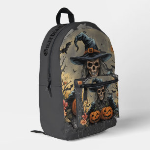 Halloween, Wächter der Kürbisse, Totenkopf, Kürbis Bedruckter Rucksack