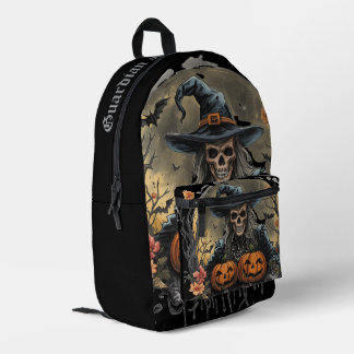Halloween, Wächter der Kürbisse, Totenkopf, Kürbis Bedruckter Rucksack