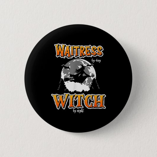 Halloween Waitress Witch, Funny Cute Restaurant Se Button (Vorderseite)