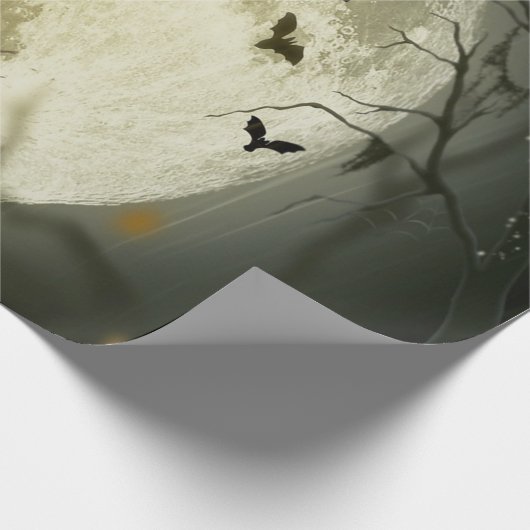 Halloween-Wald, Fledermäuse, Landschaft Geschenkpapier (Ecke)