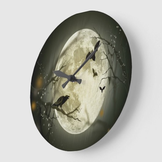 Halloween-Wald, Fledermäuse, Landschaft Große Wanduhr (Winkel)