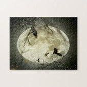 Halloween-Wald, Fledermäuse, Landschaft Puzzle (Horizontal)