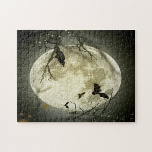 Halloween-Wald, Fledermäuse, Landschaft Puzzle (Horizontal)