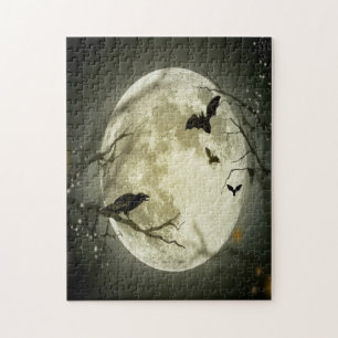 Halloween-Wald, Fledermäuse, Landschaft Puzzle