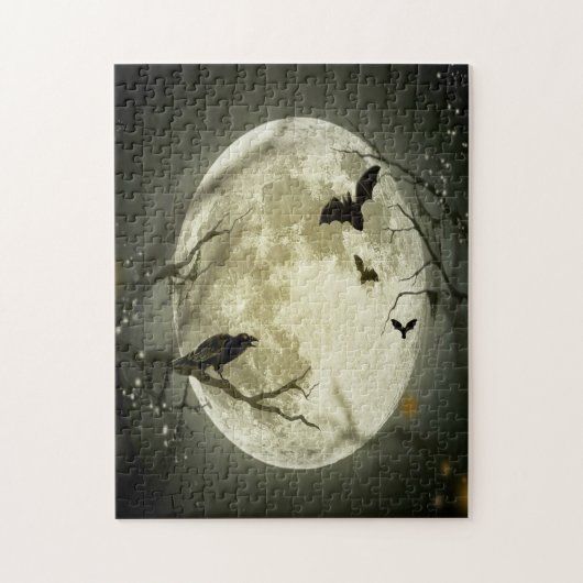 Halloween-Wald, Fledermäuse, Landschaft Puzzle (Vertikal)