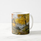 Halloween-Waldhäuschen mit Kürbissen, Steinweg Kaffeetasse (VorderseiteRechts)
