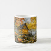 Halloween-Waldhäuschen mit Kürbissen, Steinweg Kaffeetasse (Mittel)