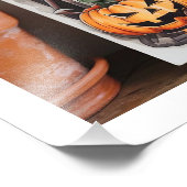 Halloween Wall Art: Frau mit schwarzem Hut und Ora Fotodruck (Ecke)