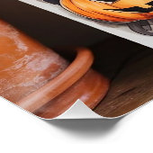 Halloween Wall Art: Frau mit schwarzem Hut und Ora Poster (Ecke)