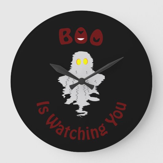 Halloween Wall Clock | Boo beobachtet dich Große Wanduhr (Vorderseite)