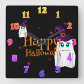 Halloween Wall Clock Quadratische Wanduhr (Vorderseite)