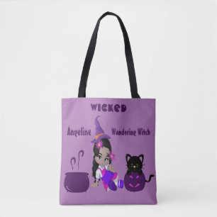 Halloween Wandering Hexe Lila Niedlicher Spaß Tasche