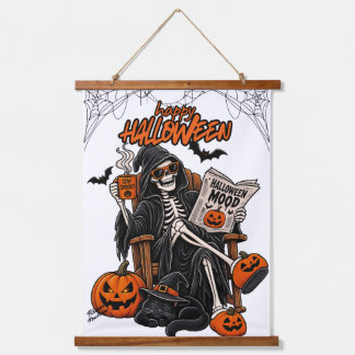 Halloween Wandteppich Burg gruselig Mit Holzrahmen