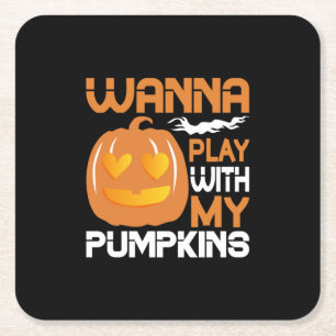 Halloween Wanna Play With My Pumpkins Rechteckiger Pappuntersetzer