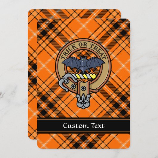 Halloween Wappen über Tartan Einladung (Vorne/Hinten)