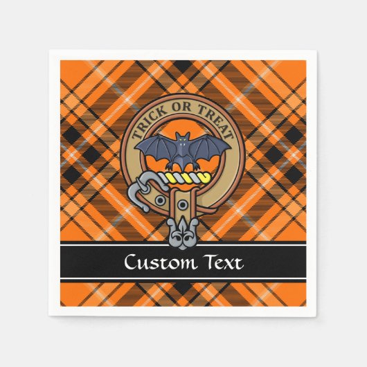 Halloween Wappen über Tartan Napkins Serviette (Vorderseite)