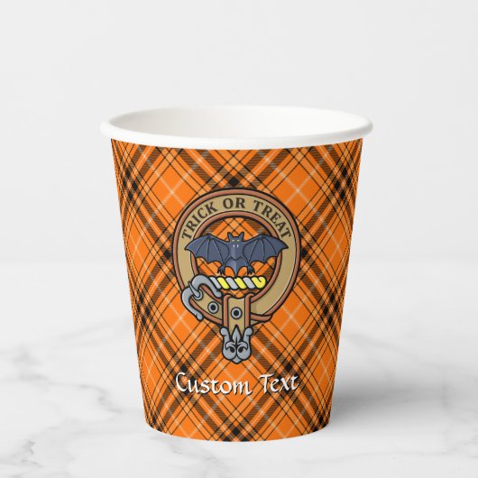 Halloween Wappen über Tartan Paper Cups Pappbecher (Vorderseite)