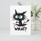 Halloween Was-Funny Black Cat mit Knife Long Sl Dankeskarte (Stehend Vorderseite)