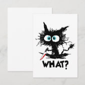 Halloween Was-Funny Black Cat mit Knife Long Sl Dankeskarte (Vorne/Hinten)