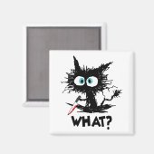 Halloween Was-Funny Black Cat mit Knife Long Sl Magnet (Vorderseite/Rückseite)
