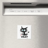 Halloween Was-Funny Black Cat mit Knife Long Sl Magnet (In Situ (Geschirrspüler))