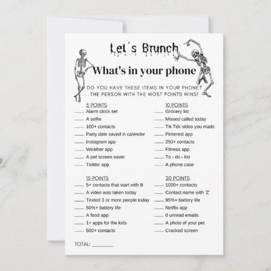 Halloween Was ist in deinem Handy Brunch Party Gam Einladung (Vorderseite)