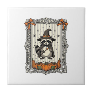 Halloween-Waschbär-Hexe-Kürbis-Vintage-Süß_1 Fliese
