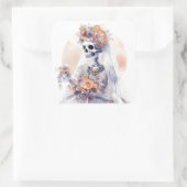 Halloween Wassercolor Skelettkleber Quadratischer Aufkleber (Tasche)
