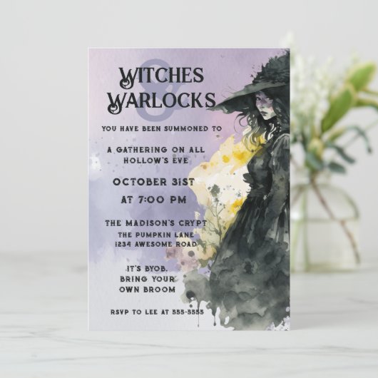 Halloween-Wasserfarbe Einladung (Stehend Vorderseite)