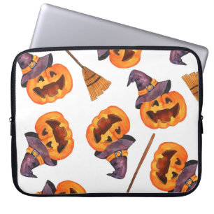Halloween Wasserfarbe, Herbst Nahtloses Muster. Laptopschutzhülle