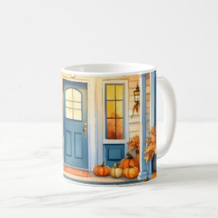 Halloween-Wasserfarbe Herbstkürbisse auf der Vorde Kaffeetasse