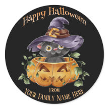 Halloween - Wasserfarbe Niedlich Kitten in Pumpkin