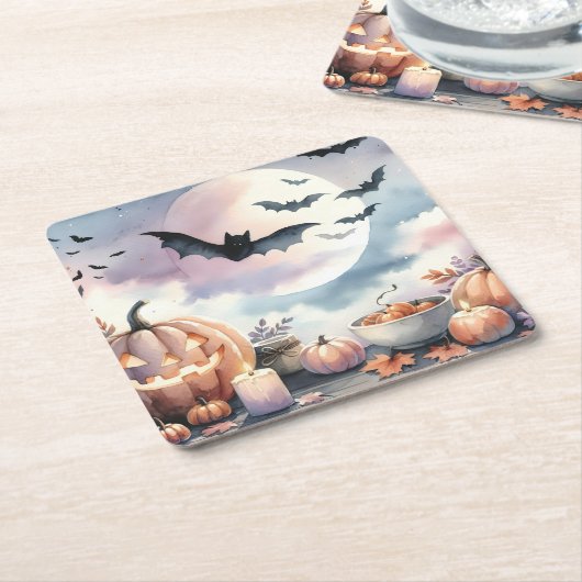 Halloween Wasserfarbe Rechteckiger Pappuntersetzer (angewinkelt)