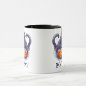 Halloween Wasserfarbe Schwarze Katze mit Kürbis Tasse (Zentrum)