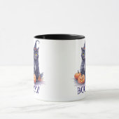 Halloween Wasserfarbe Schwarze Katze mit Kürbis Tasse (Zentrum)