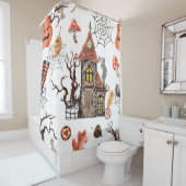 Halloween Wasserfarbe: Spuk Hausmuster. Duschvorhang (Beispiel)
