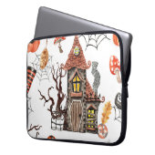 Halloween Wasserfarbe: Spuk Hausmuster. Laptopschutzhülle (Vorderseite Links)