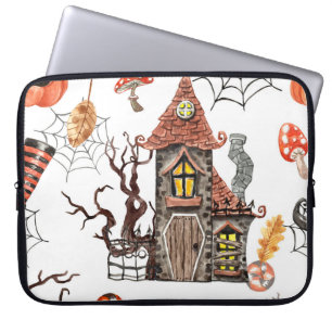 Halloween Wasserfarbe: Spuk Hausmuster. Laptopschutzhülle