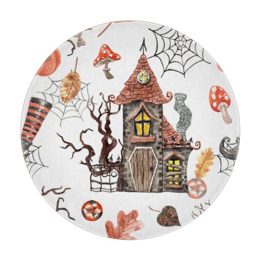 Halloween Wasserfarbe: Spuk Hausmuster. Schneidebrett (Vorderseite)