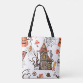 Halloween Wasserfarbe: Spuk Hausmuster. Tasche (Rückseite)