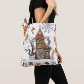 Halloween Wasserfarbe: Spuk Hausmuster. Tasche (Von Nahem)